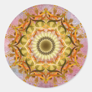 Mandala Damask Lotus Flower Art Elegant Ronde Sticker