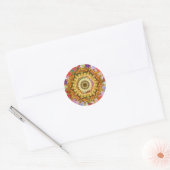 Mandala Damask Lotus Flower Art Waterverf Ronde Sticker (Envelop)
