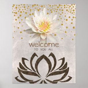 Mandala Damask Lotus Welkom Yoga Meditation Poster