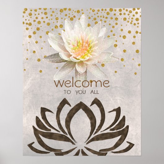 Mandala Damask Lotus Welkom Yoga Meditation Poster (Voorkant)