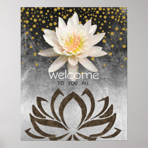 Mandala Damask Lotus Welkom Yoga Meditation Poster