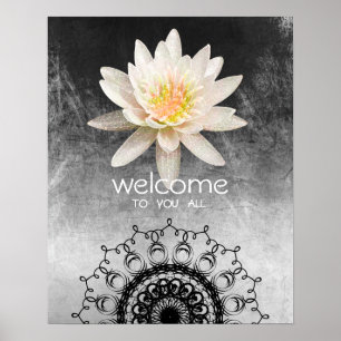 Mandala Damask Lotus Welkom Yoga Meditation Poster