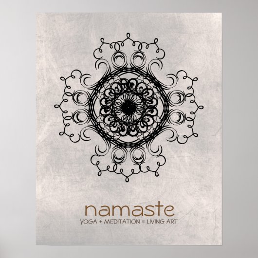 Mandala Damask Namaste Yoga Meditation Poster (Voorkant)