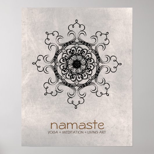 Mandala Damask Namaste Yoga Meditation Poster (Voorkant)