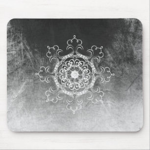 Mandala Damask Waterverf Yoga Black and White Muismat