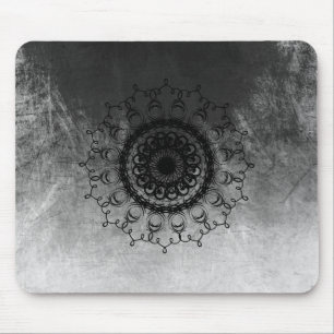 Mandala Damask Waterverf Yoga Black and White Muismat