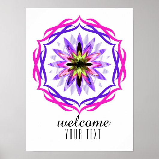 Mandala Damask Welkom Lotus Flower Art Elegant Poster (Voorkant)