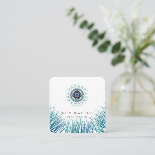 Mandala Damask Yoga Holistic Meditation Massage Sq Vierkante Visitekaartje (Staand voorkant)
