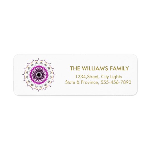 Mandala Damask Yoga Meditation Return Labels (Voorkant)