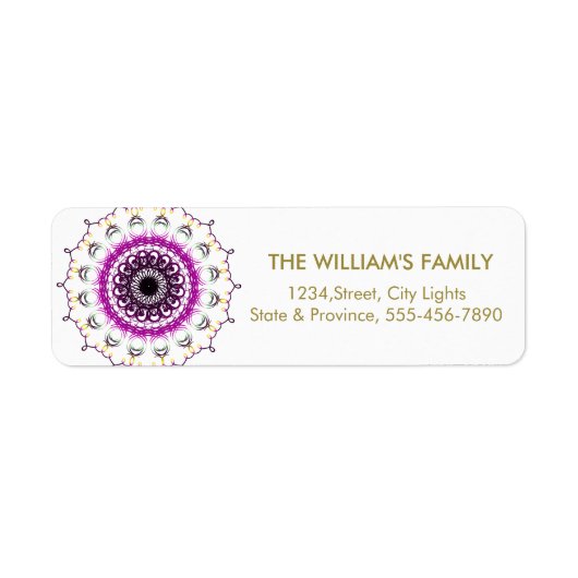 Mandala Damask Yoga Meditation Return Labels (Voorkant)