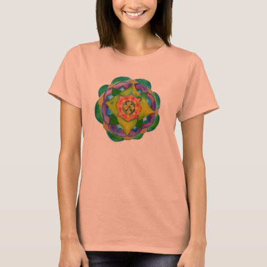 Mandala Dames Burnout T-shirt, Wit T-shirt (Voorkant)