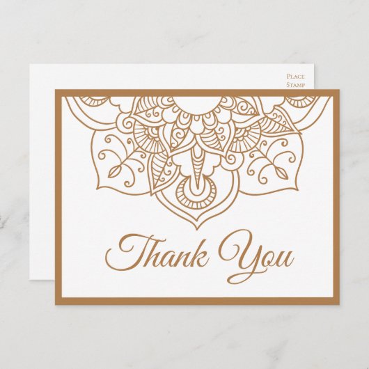 Mandala Dank u Bruin Boho Indiase moderne bruiloft Briefkaart (Voorkant / Achterkant)