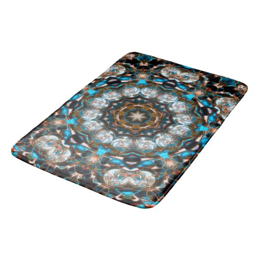 Mandala dat lijkt op een krater in heldere kleuren badmat (Gekanteld)