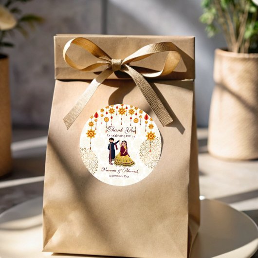 Mandala decor danst Indiaas paar mehndi sangeet Ronde Sticker