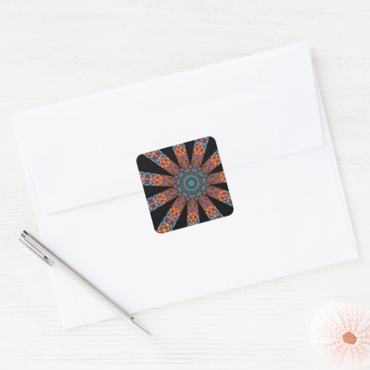 Mandala decoratie vierkante sticker (Envelop)