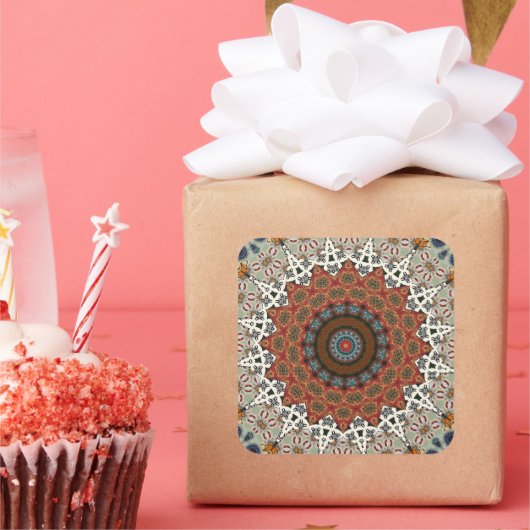 Mandala decoratie vierkante sticker (Feest)