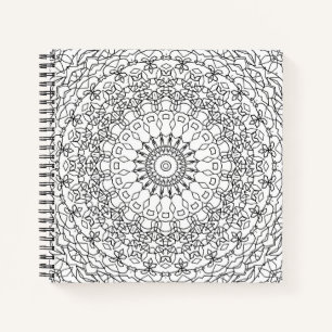 Mandala decoratie zwarte witte sierbloem abstract notitieboek