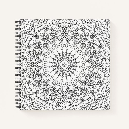 Mandala decoratie zwarte witte sierbloem abstract notitieboek (Voorkant)