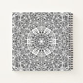 Mandala decoratie zwarte witte sierbloem abstract notitieboek (Achterkant)