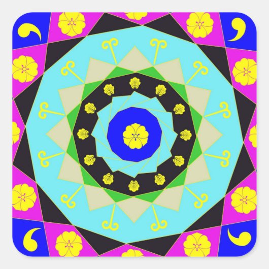 Mandala:Decoratief Vierkante Sticker (Voorkant)