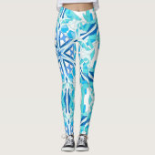 Mandala Design, Blauwe Ivy op Wit Leggings (Voorkant)