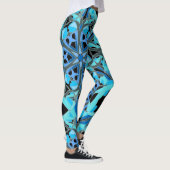 Mandala Design, Blauwe Ivy op zwart Leggings (Rechts)