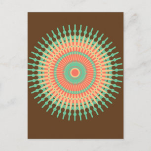 Mandala design groen, oranje Indiaans Briefkaart