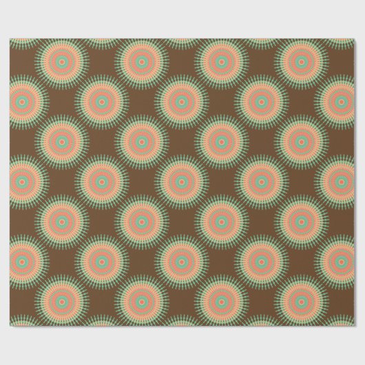 Mandala design groen, oranje Indiaans Cadeaupapier (Vlak)