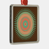 Mandala design groen, oranje Indiaans Metalen Ornament (Rechts)