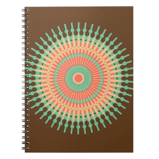 Mandala design groen, oranje Indiaans Notitieboek (Voorkant)
