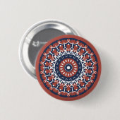 Mandala Design in rode en blauwe kleuren Button (Voorkant /achterkant)