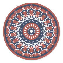 Mandala Design in rode en blauwe kleuren sticker