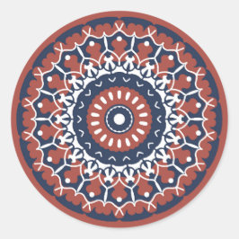 Mandala Design in rode en blauwe kleuren sticker