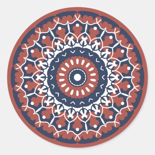 Mandala Design in rode en blauwe kleuren sticker (Voorkant)