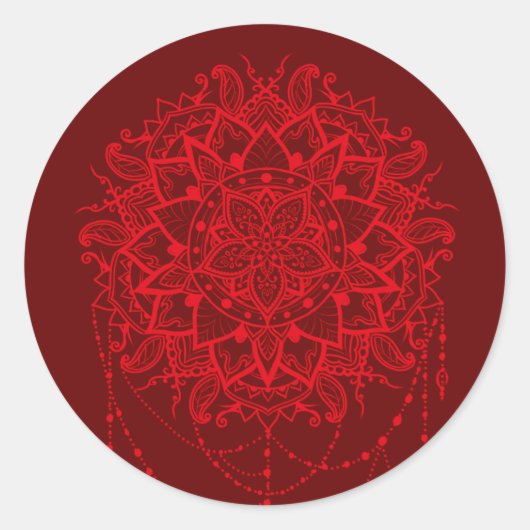 Mandala design — Indische bruine Ronde Sticker (Voorkant)