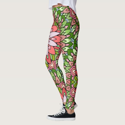 Mandala Design Kerstmis Pointsettia, feestdag Leggings (Links)