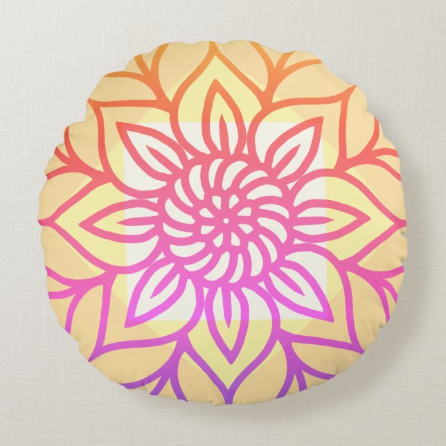 Mandala Design Lichte kleur Rond Kussen (Voorkant)
