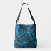 Mandala design met kobalt blauw, Blauwgroen, grijs Crossbody Tas (Achterkant)