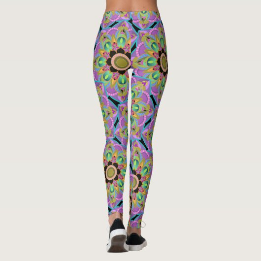 Mandala Design, Neon Flower Power! Leggings (Achterkant)