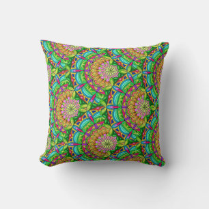 Mandala Design, Neon Pinwheels Kussen