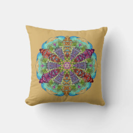 Mandala Design, Victoriaans huizen, Aqua/Tan Kussen