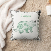 Mandala Dinosaur Art, Jouw naam Throw Cushion Kussen (Deken)
