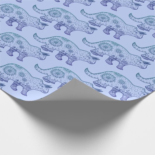 Mandala Dinosaur, Dino Vector Kunstwerkpapier Cadeaupapier (Hoek)