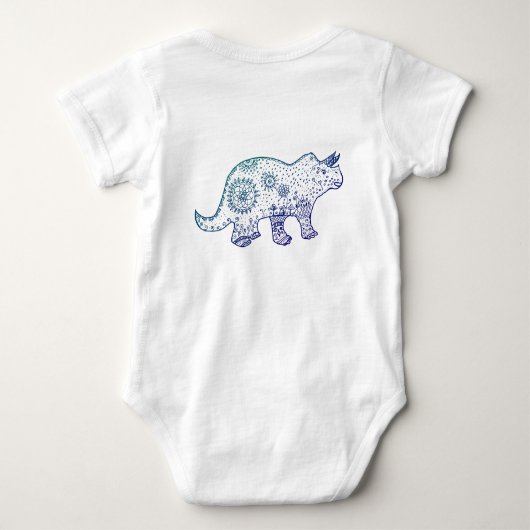 Mandala Dinosaur Drawing Baby Bodysuit (Achterkant)