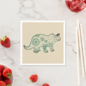Mandala Dinosaur, Triceratops Paper Napkin Servet (Insitu)
