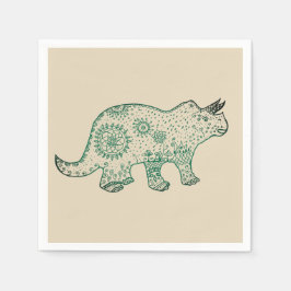 Mandala Dinosaur, Triceratops Paper Napkin Servet