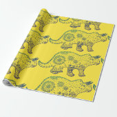 Mandala Dinosaur Wrapping Paper Cadeaupapier (Uitgerold)