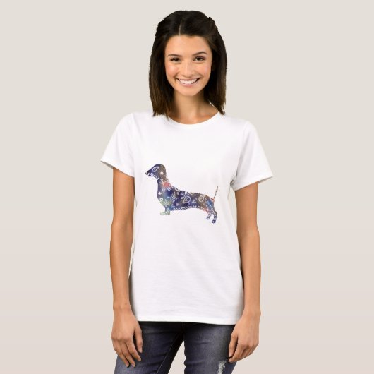 Mandala Dog Basic T-shirt, Wit T-shirt (Voorkant volledig)