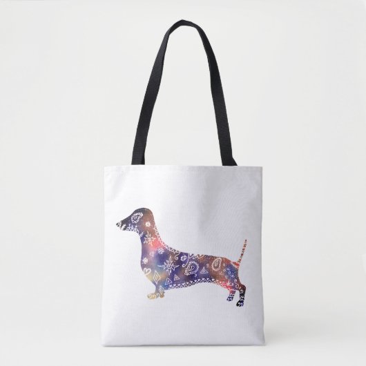 Mandala Dog, Dachshund All-Over-Print Canvas tas (Voorkant)