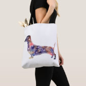 Mandala Dog, Dachshund All-Over-Print Canvas tas (Dichtbij)